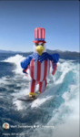 Zuckerberg Facebook reel celebrating July 4 on hydrofoil in eagle costume by Mark Zuckerberg